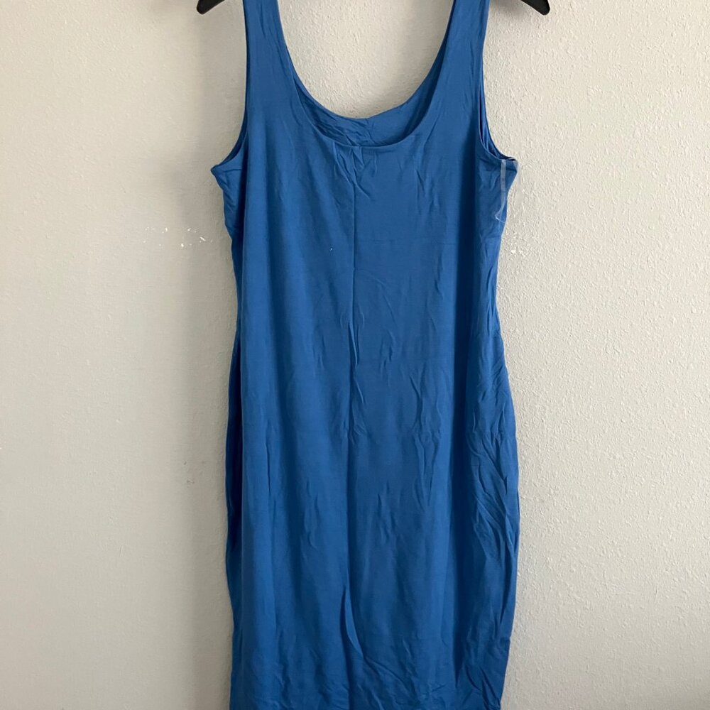 Bar Iii Trendy Plus Size Sleeveless Bodycon MIDI Dress- Blue Sz 2X